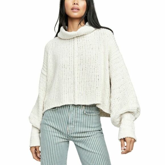 Free People NWT Be Yours Cowl Neck Sweater in Vanilla Bean Size Large - Picture 1 of 8